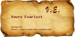 Vavro Evariszt névjegykártya